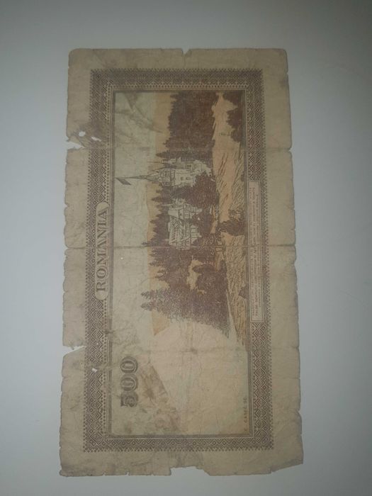 bancnota veche 500 lei si una de 50 pfennig
