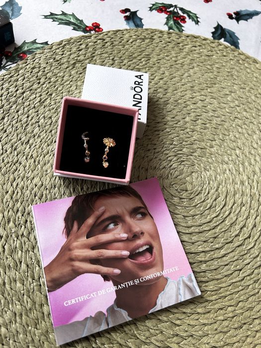 Cercei luna si soara aur14k/argint925