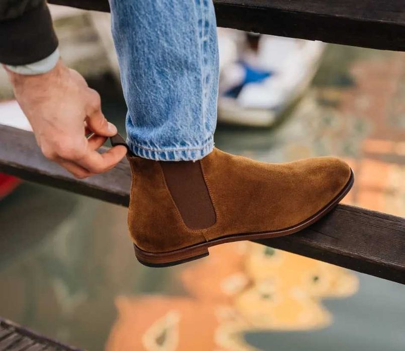 Ghete chelsea 39.5 40 plain toe suede Minelli NOI piele naturala moale
