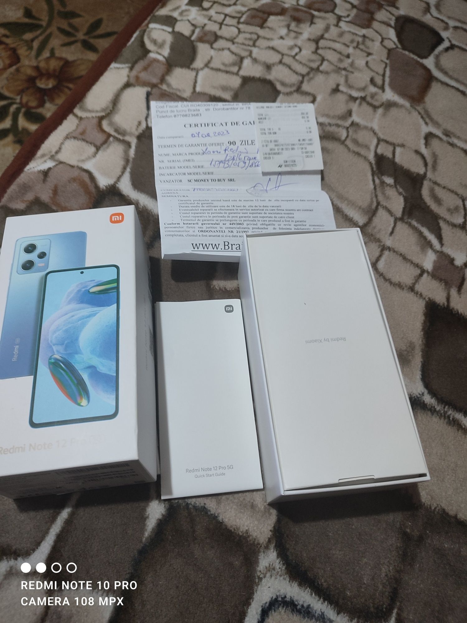 Cutie Redmi Note 12 pro 5G cu cărticele și act de cumpărare