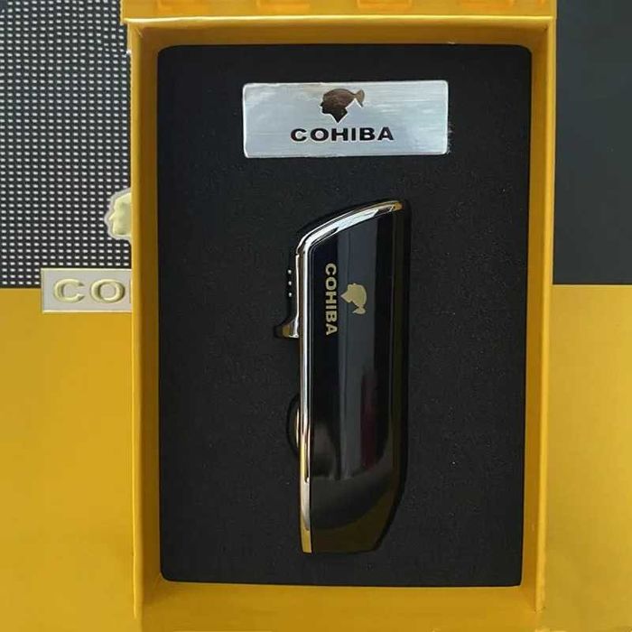 Cohiba Метална запалка за пури тип горелка с пънчер, Ветроустойчива
