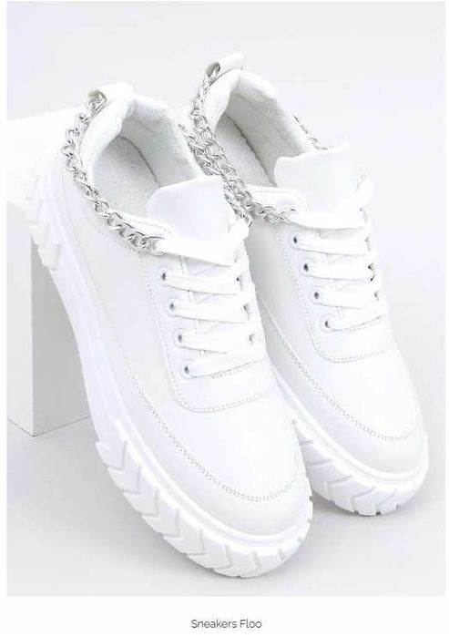 Pantofi sport casual alb cu accesoriu lantisor