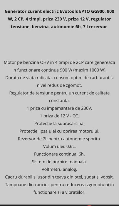 Generator curent pe benzina