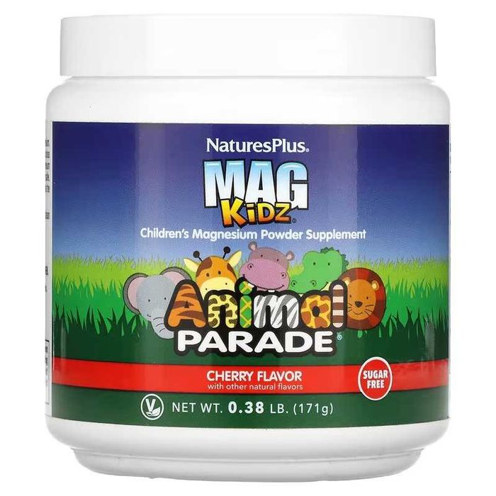 NaturesPlus Mag Kidz Animal Parade порошок и жевательный магний