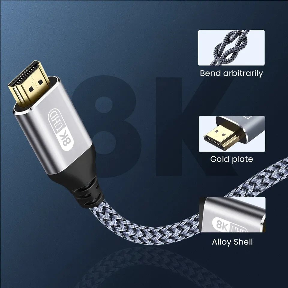 Cablu HDMI 2.1 8K 60Hz 4K 120Hz 48Gbps EARC ARC HDCP 2m