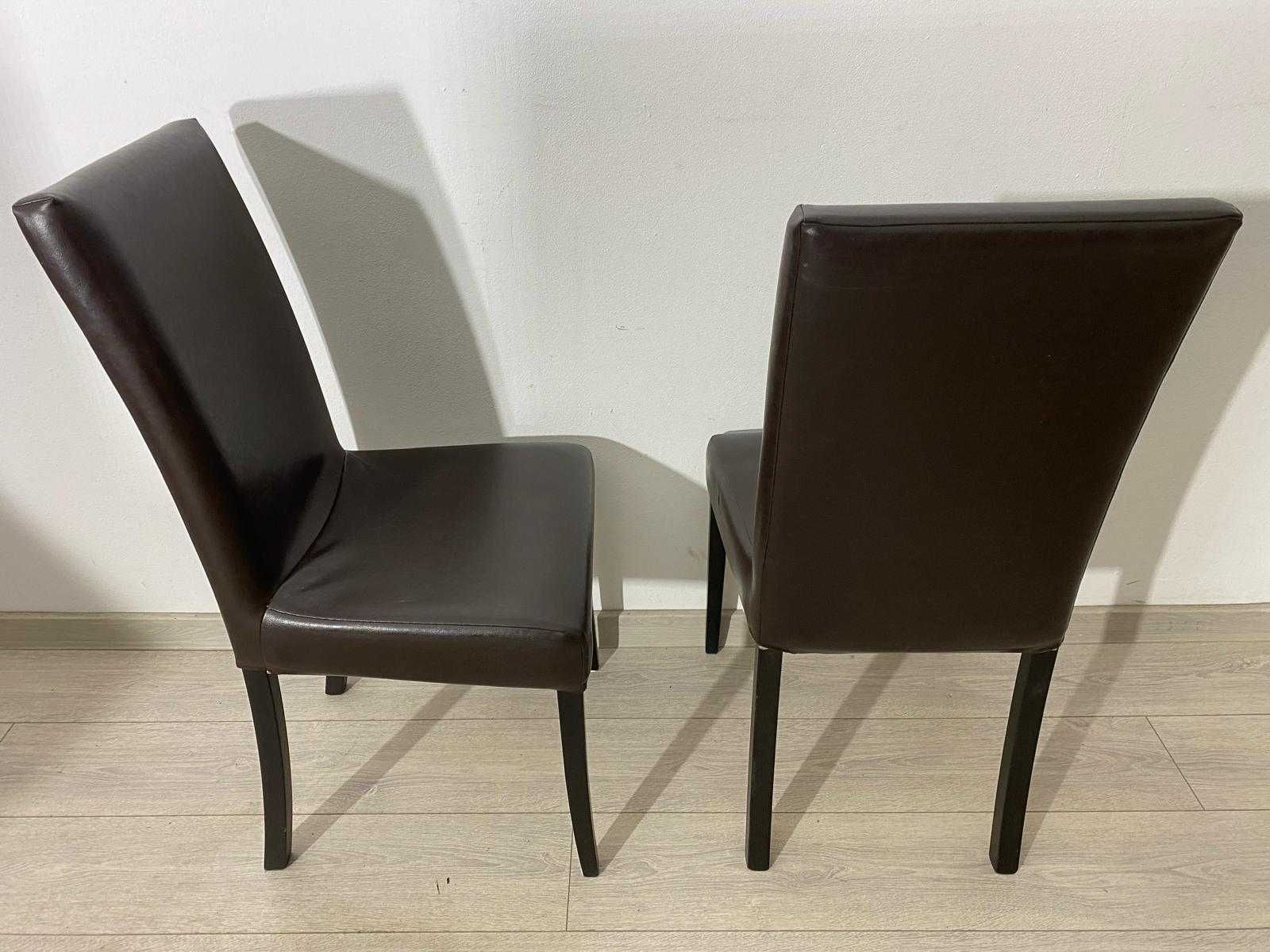 4 Buc. Scaun Solid și Confortabil; Set Scaune Lemn și Piele