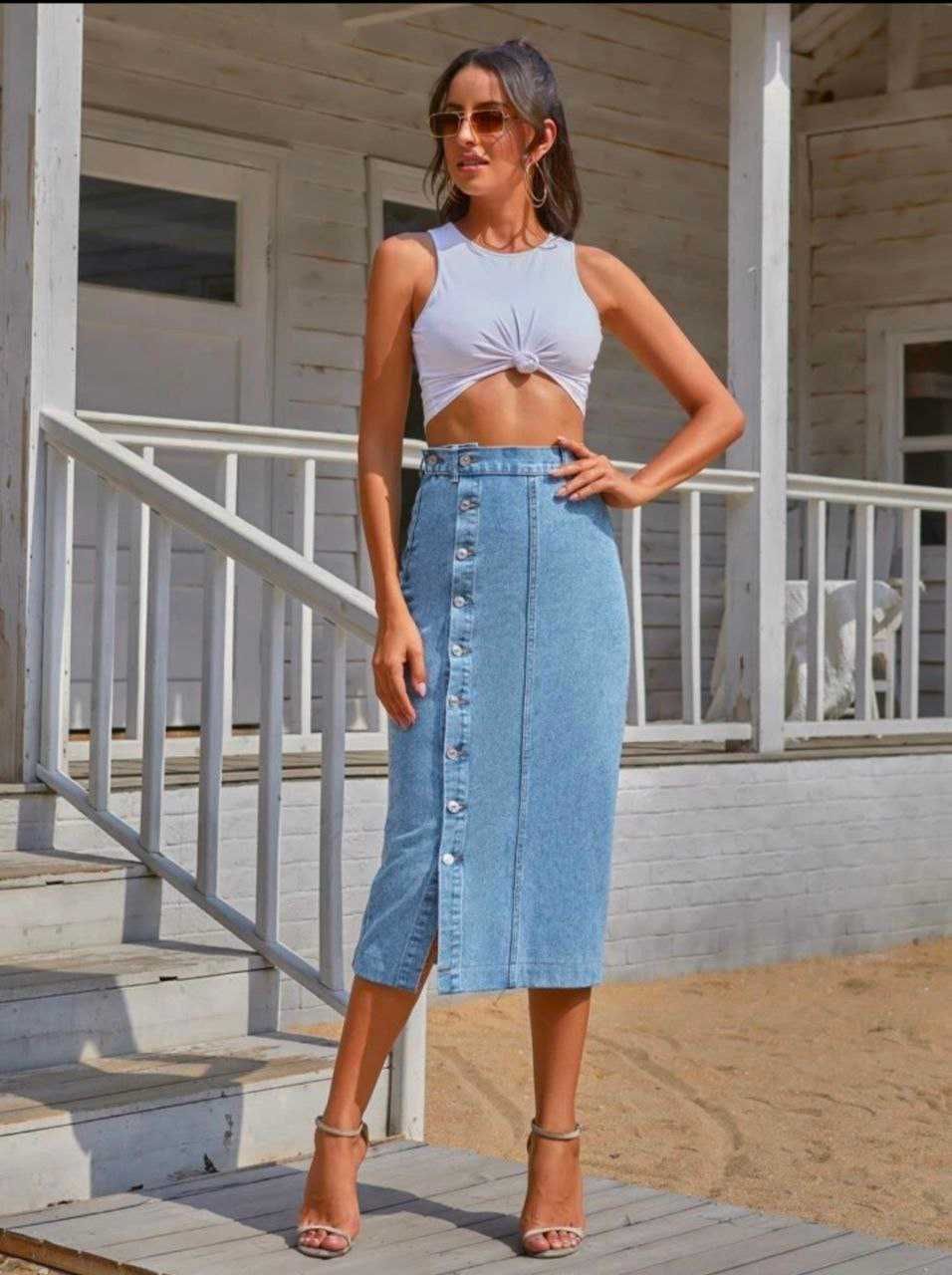 Джинсовые юбки shein (рамеры S, M, L)