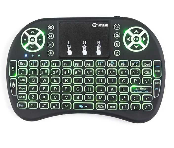 Tastatura luminata RGB Wireless, cu Touchpad, Smart TV Box, PC, Laptop