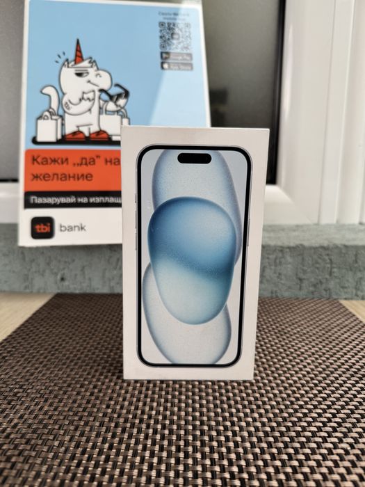 Нов•iphone 15 BLUE ЛИЗИНГ 52лв/м айфон 15 син