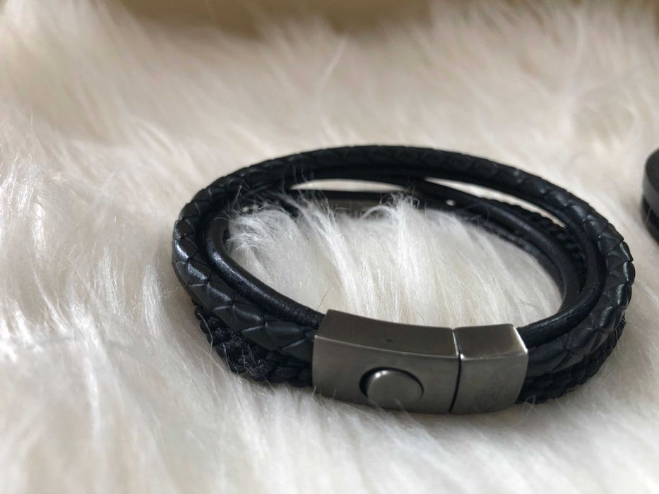 Bratara Piele + Inox Fossil Calitate