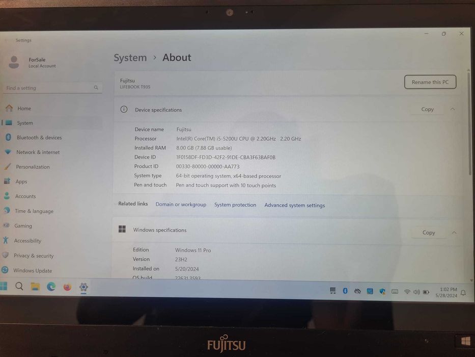 Laptop 13.3 Fujitsu Touch Screen
