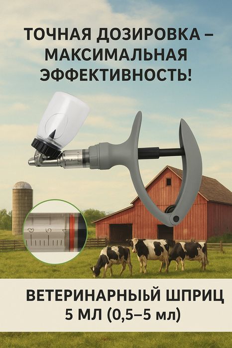 Ветеринарный шприц 5 мл (0,5–5 мл)