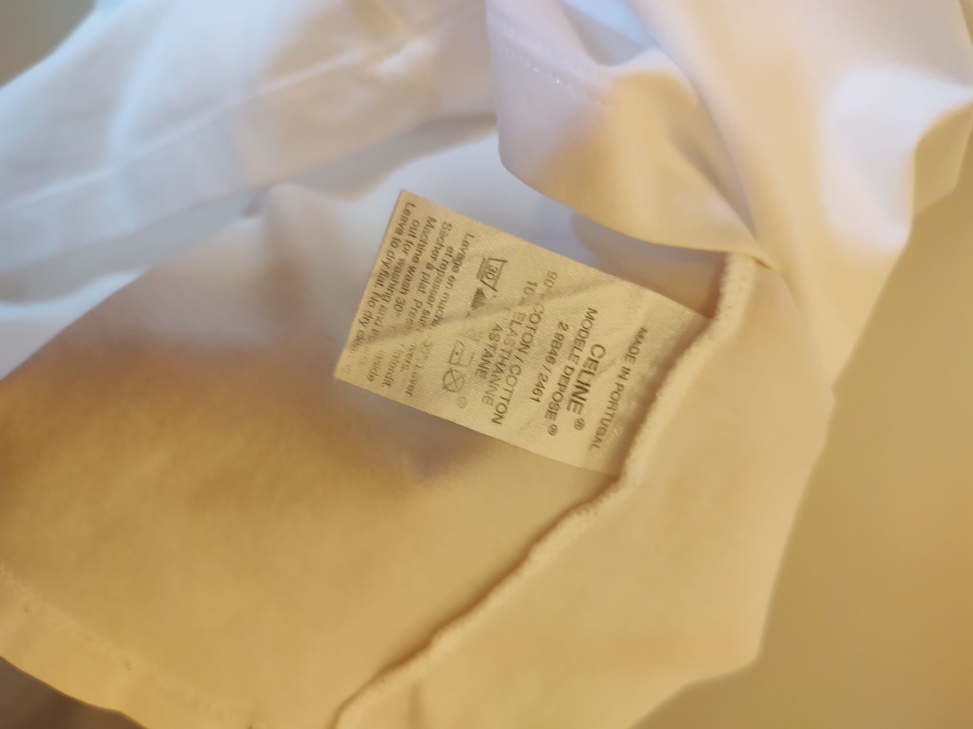 Оригинална дизайнерска тениска CELINE – XL, бяла с апликация