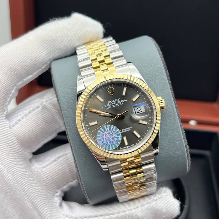 rolex datejust gray dial 36,mm lady
