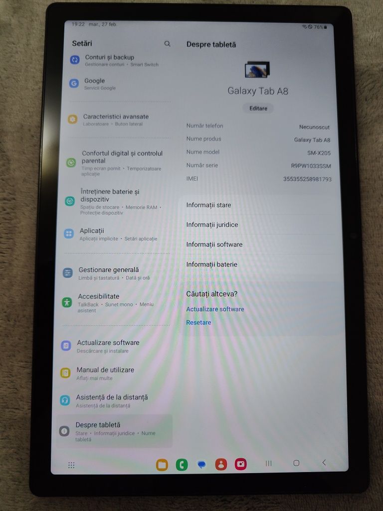 Samsung tab a8 model sm-x205 varianta cu sim, 32gb, 3gb ram