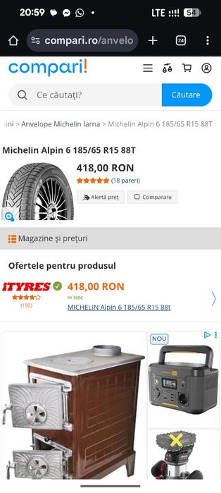 185/65R15 Michelin 2022 7,4-7,1mm stare perfecta