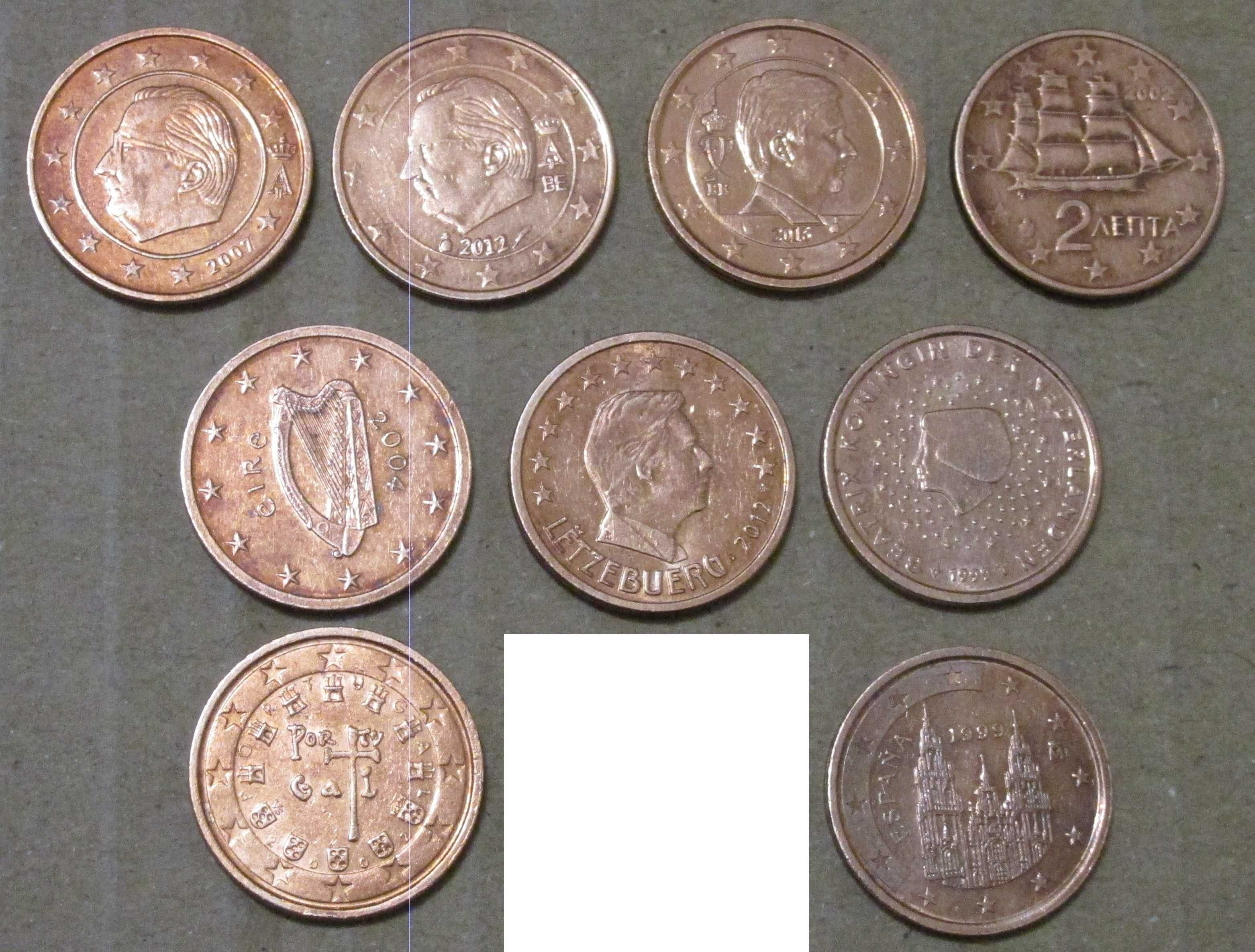 Monede 1 Eurocent si 2 Eurocent diferite tari