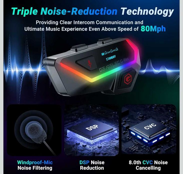 Gearelec G-MAX Bluetooth слушалки за мотоциклетна каска V5.2BT