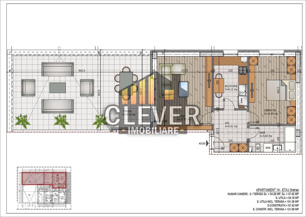 Titan Theodor Pallady Apartament 2 camere cu Terasa 47mp