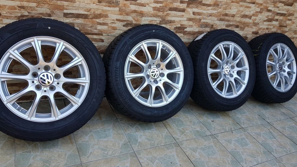 Jante originale 5x112 R16 + anvelope pt Vw Passat, T-Roc, Golf 5-6-7