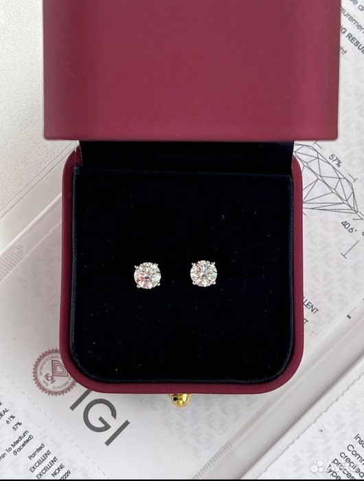 Пусеты с бриллиантами 1 карат