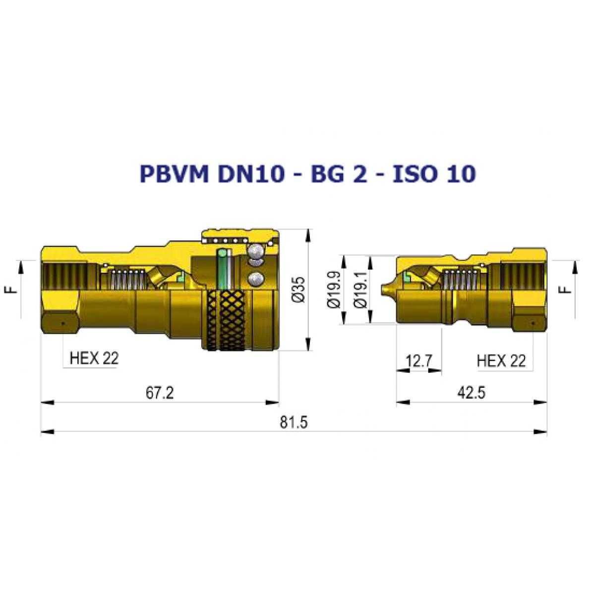 Хидравлична бърза връзка за водоструйики серия PBVM - месинг