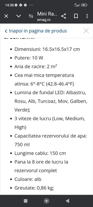 Ventilator nou  Racitor aer Arctic Air Cooler