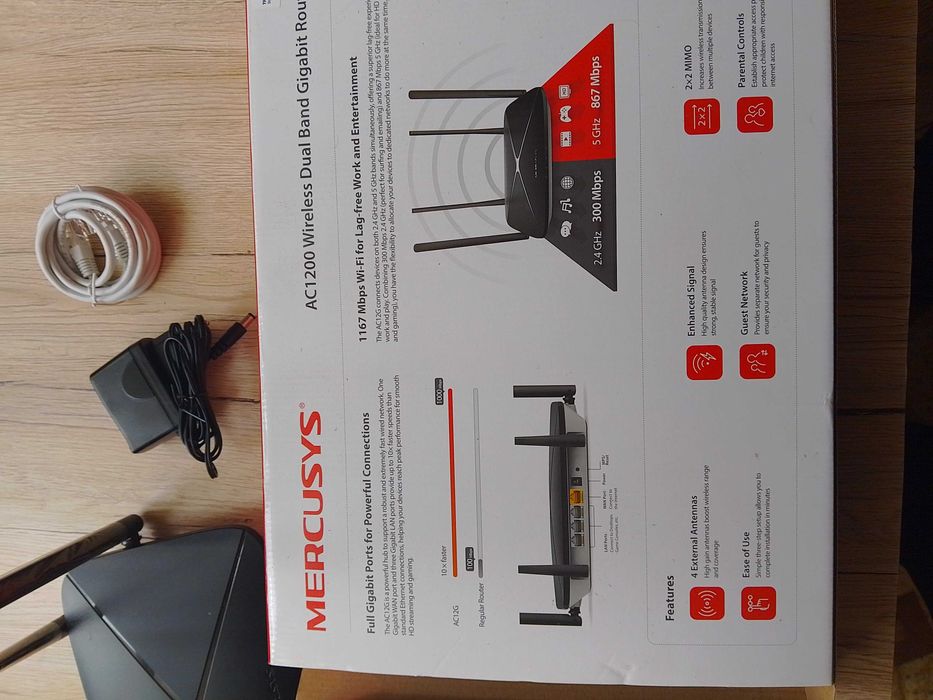 Router wireless MERCUSYS AC12G, AC1200, Gigabit, Dual-Band, Negru