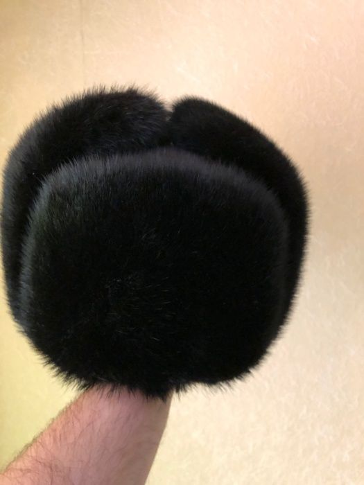шапка обманка норковая, высокая,черная