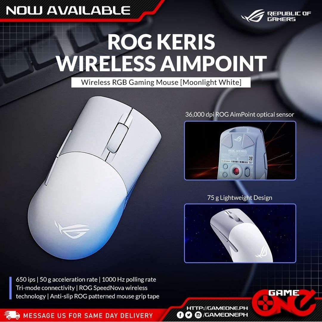 Новинка! ASUS Rog Keris Wireless Aimpoint Беспроводная мышка/мышь/DPI3