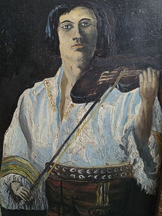 Tablou vechi "Haiduc cu Vioara", pictor Aurel Tara