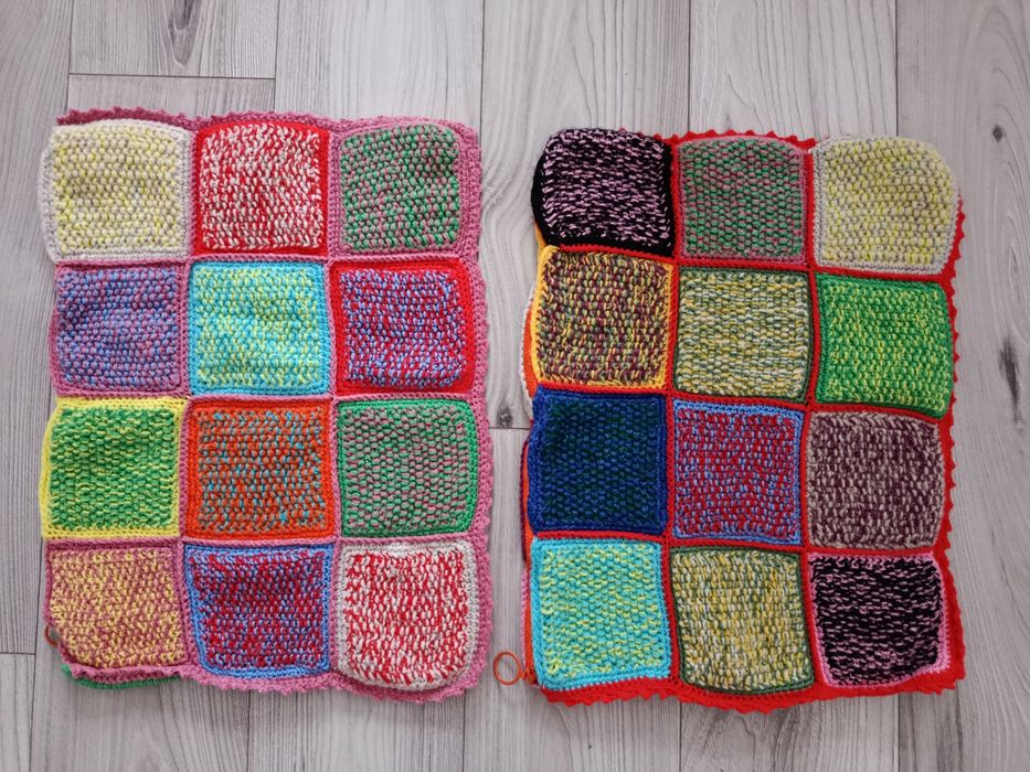 Set 2 fete de perna handmade împletite multicolore hippie