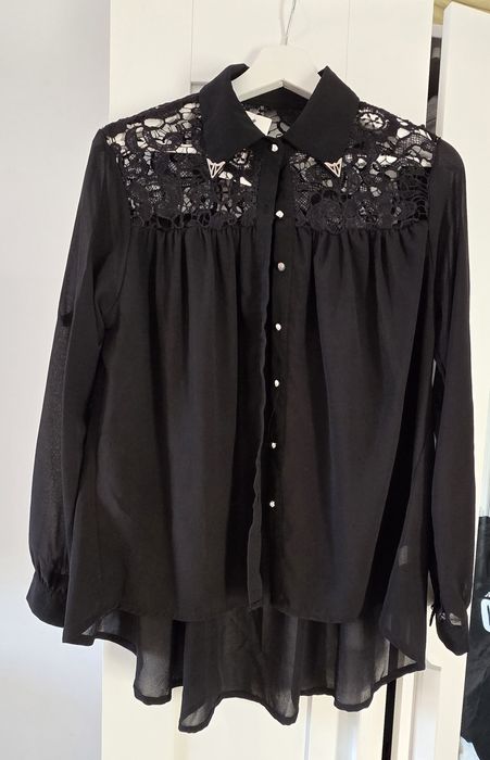 Cămașă damă elegantă neagră cu dantelă