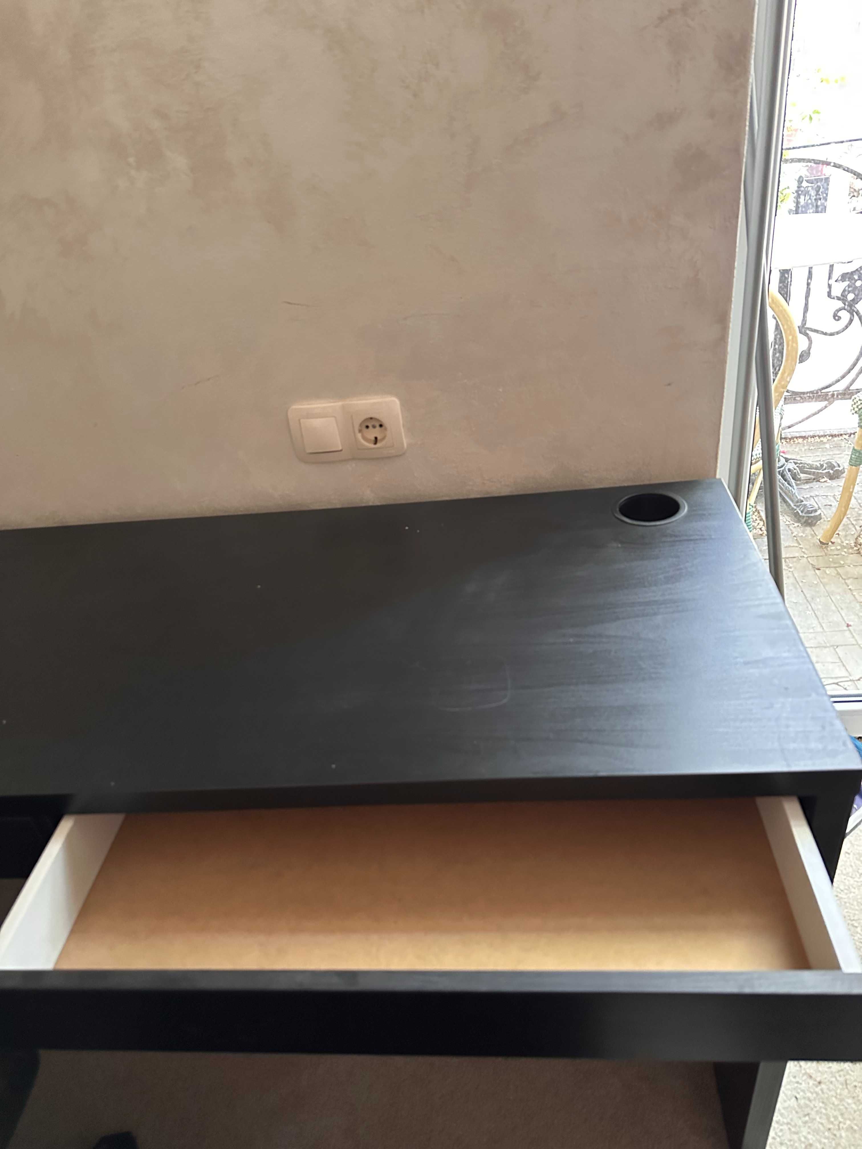Ново Двойно Бюро IKEA MICKE – 142x50 см, черно с шкафове