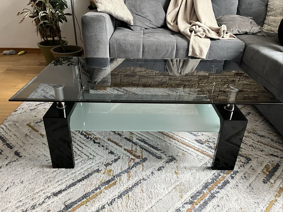 Черна холна маса - МДФ и стъкло