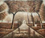 Tablou pictat in ulei manual pe panza de in, 60x50cm finit, din Suedia