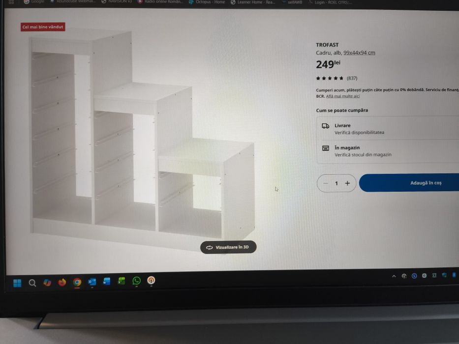 Vand Trofast (Cadru alb depozitare cutii jucarii)