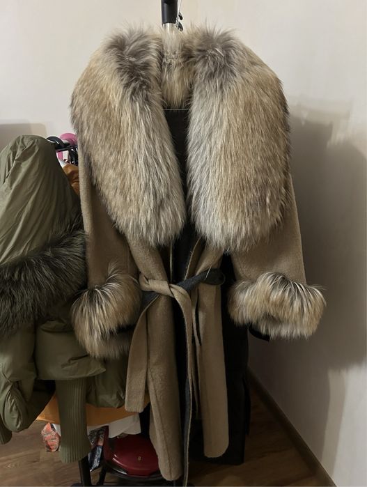 Palton alpaca dama blana naturala