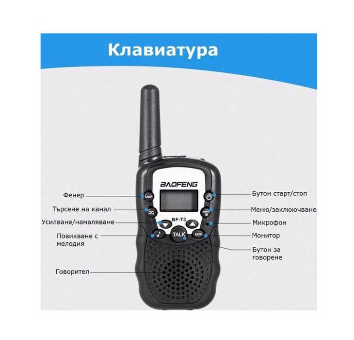 Детска радиостанция Baofeng BF-T3 Уоки токи Вграден Фенер 2бр