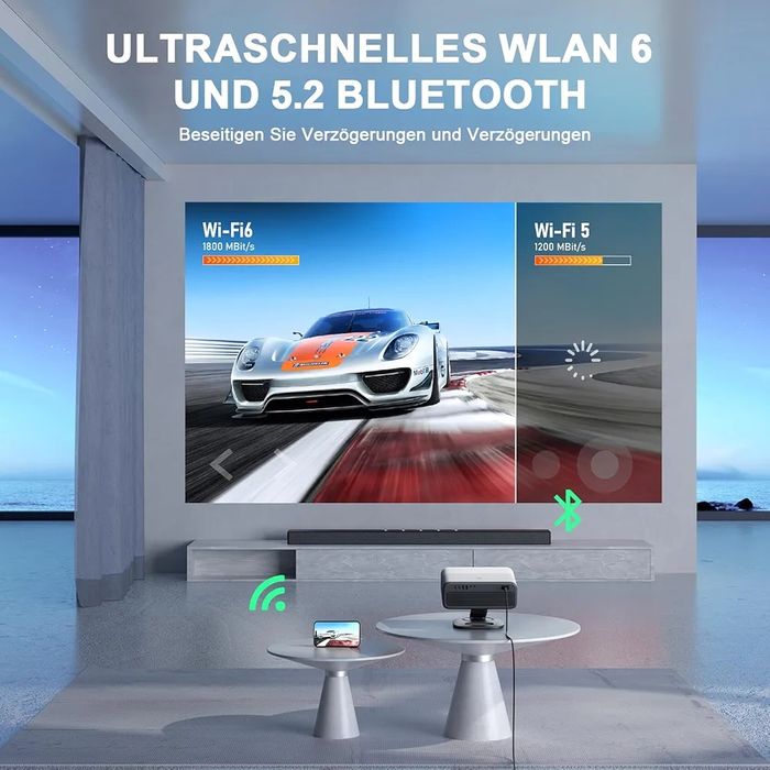 Видео проектор с 28000 лумена и Dolby 3D звук, 360°, Wifi 6, 800
