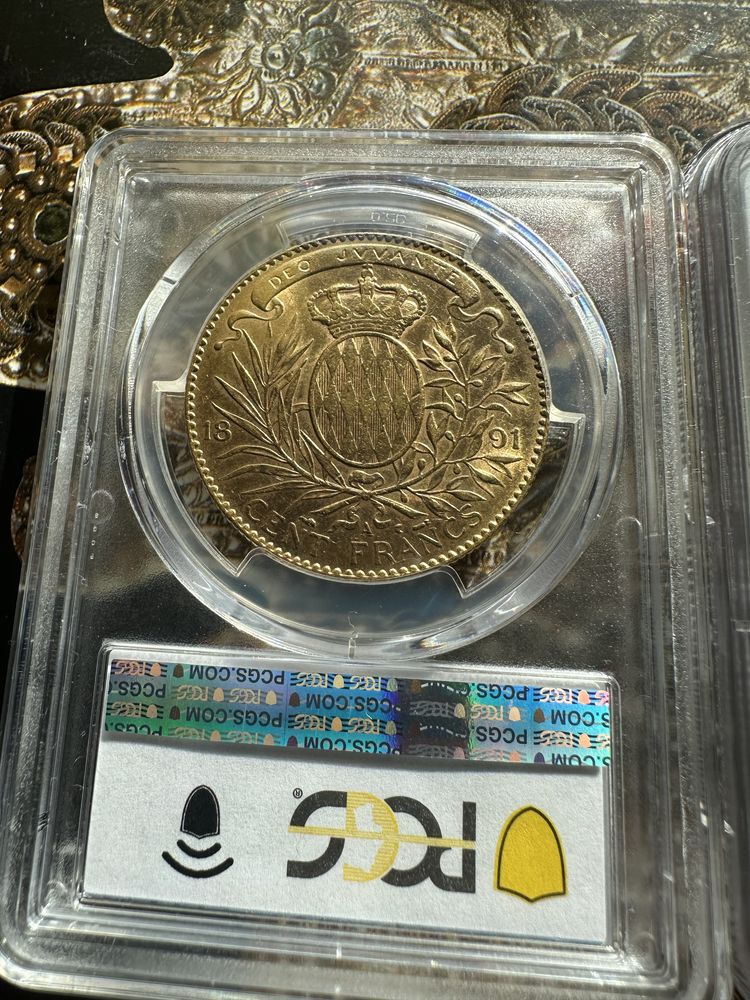 100 франка 1895 Франция Монако NGC PCGS  злато златна монета рядка