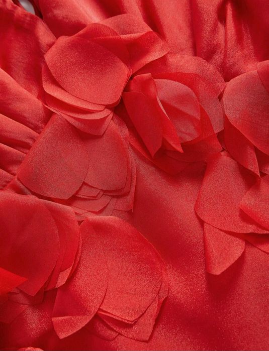 Rochie eleganta rosie cu trandafiri NOUA - mar. 8/