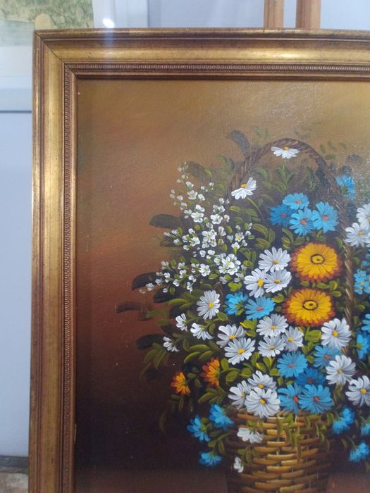Картина маслени бои "Кошница с Пролетни Цветя"