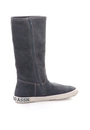 U.S. Polo Assn. Сиви велурени ботуши с лого