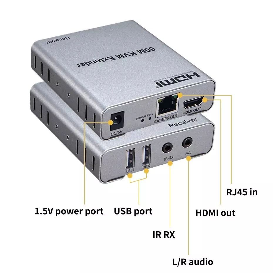 HDMI + USB удлинитель 60М 1080p, HDMI USB Extender 60M , Lan, Ethernet