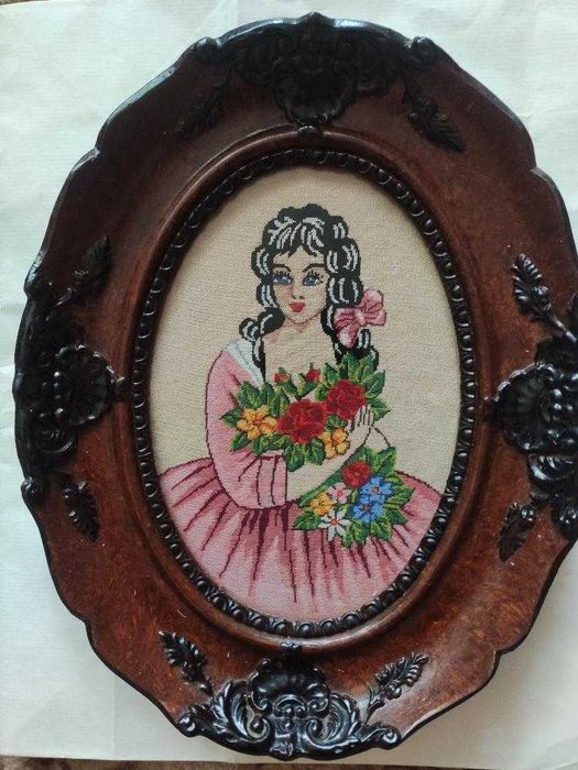 Tablou goblen oval cusut manual