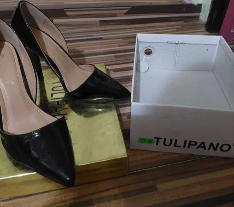 Pantofi piele ecologica lacuită casual