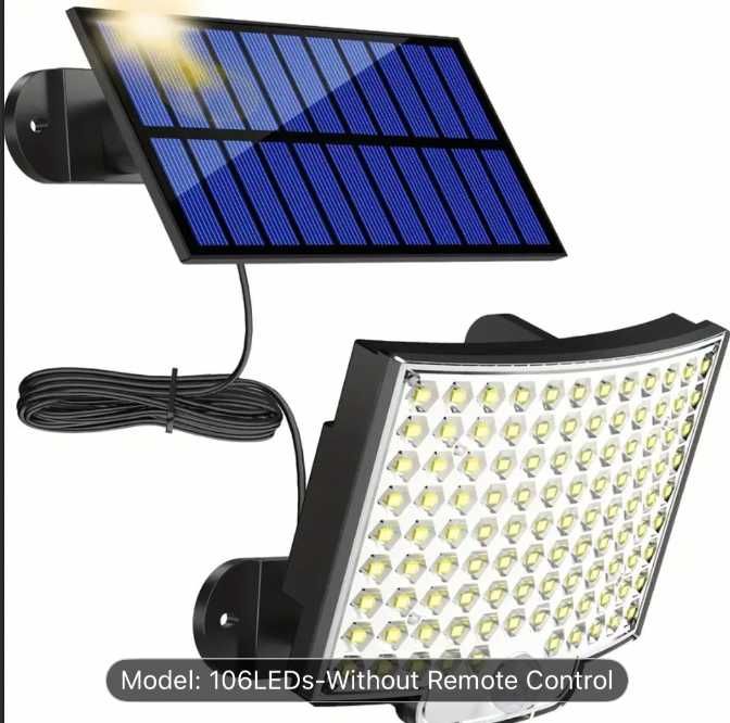 Lampă solară exterior cu 106 LED-uri și senzor de mișcare
