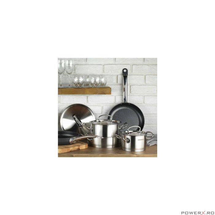 Oala din inox cu capac, capacitate 6.2 litri 24x14 cm, Korkmaz