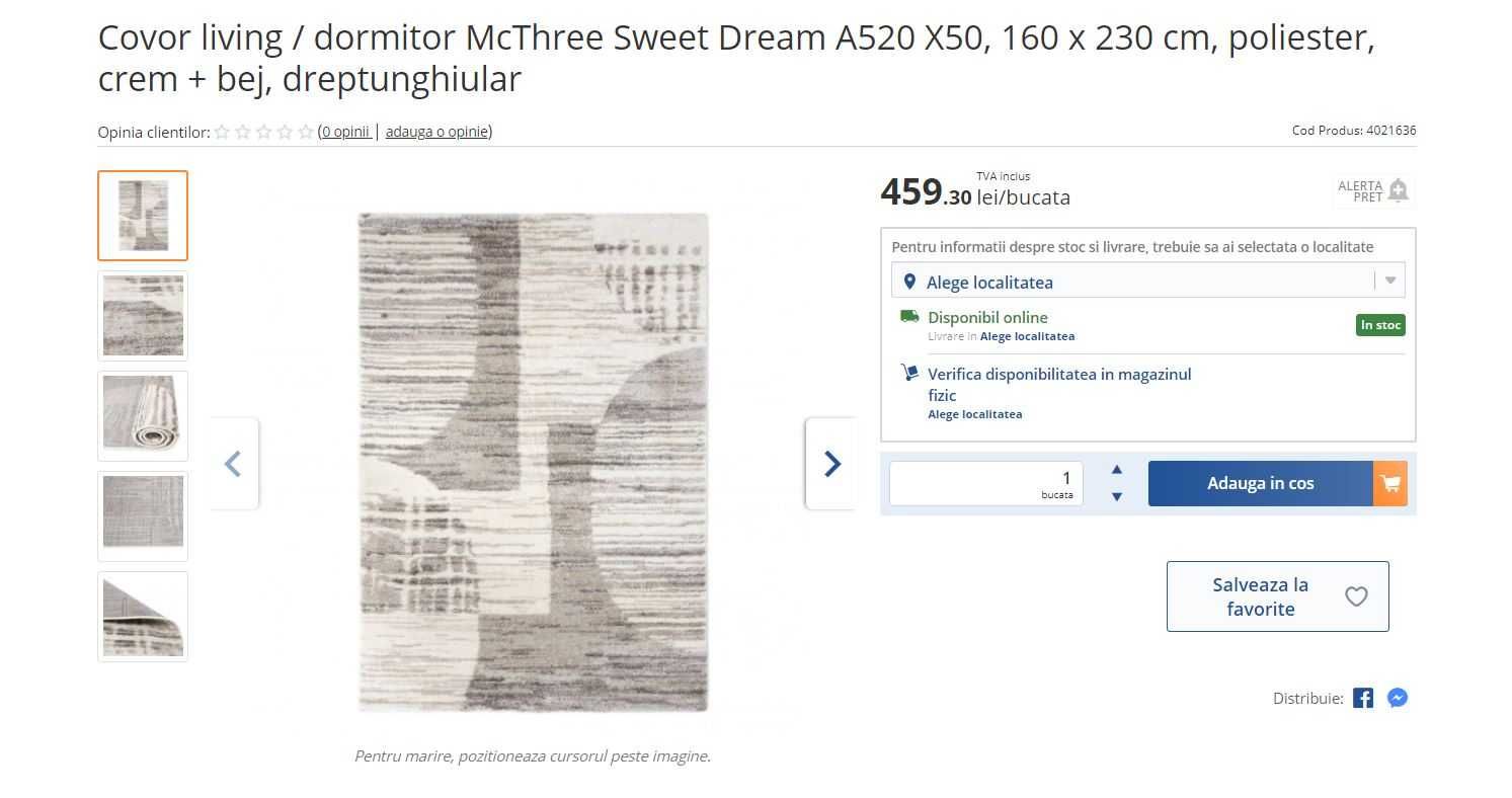 Covor modern McThree Sweet Dream, lungime 230cm, latime 160cm